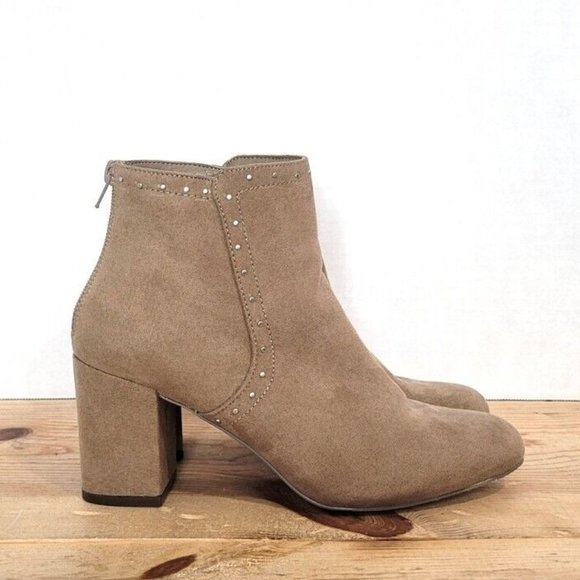 JustFab Tan Ankle Boots with Stud Detail - Picture 8 of 11